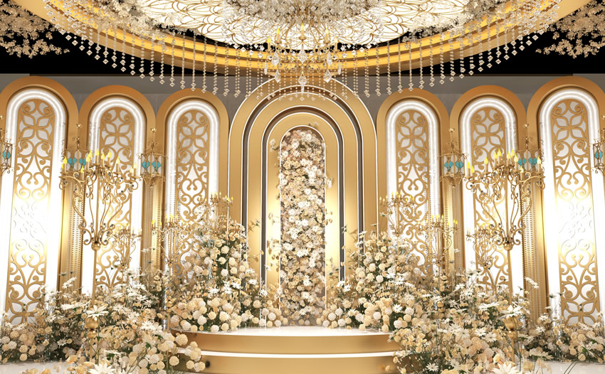 德钦香槟色调婚礼堂效果展示